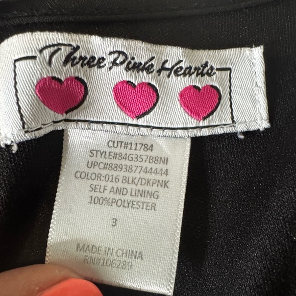 Three Hearts Floral Mini Dress - Black and Pink - Picture 4 of 4